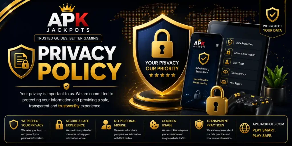 Privacy Policy image for APKJackpots highlighting user privacy, data protection.