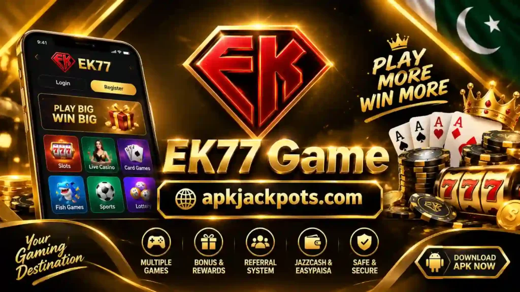 EK77 Game APK download banner for Pakistan