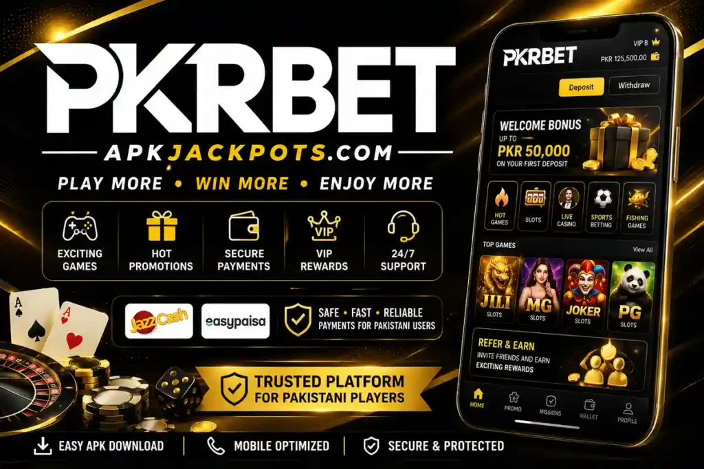 PKR Games APK download banner for Pakistan