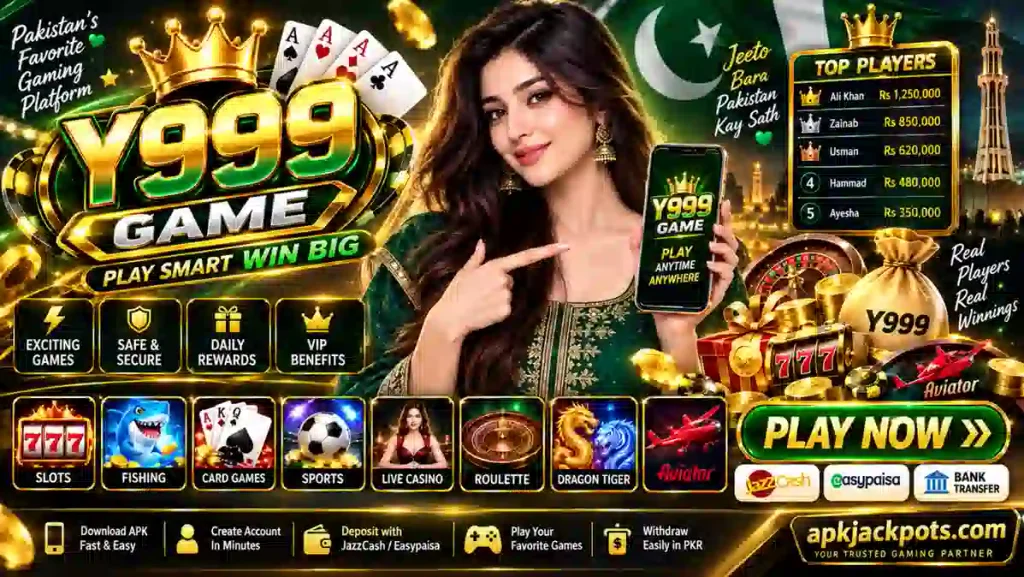 Y999 Game promotional banner for apkjackpots.com