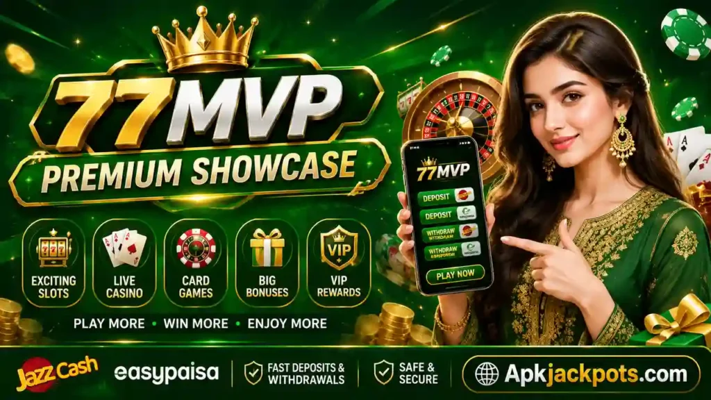 77MVP Game Pakistan banner with JazzCash and Easypaisa