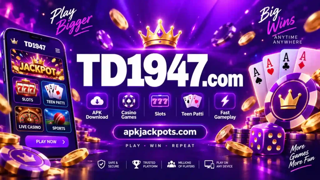 TD1947 Game APK promotional banner with casino games and features